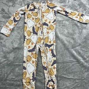 Cream and Orange Footies One Piece Sleepwear